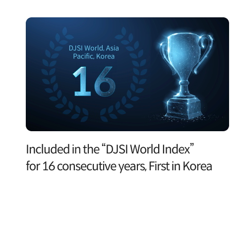 Included in the “DJSI World Index” for 16 consecutive years, First in Korea