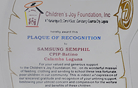 2017.02 Plaque of Recognition (Children’s Joy Foundation Award) images